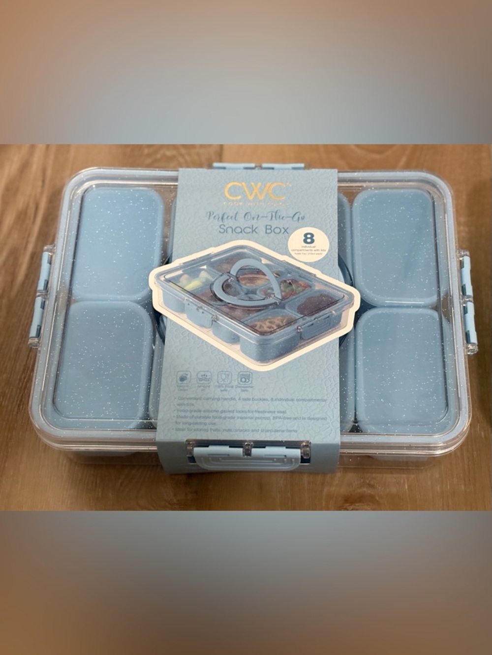 2- CWC COOK WITH COLOR BLUE & GREEN Snack Box Set - 8 Compartments Storage NEW - Picture 2 of 5